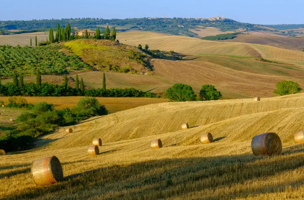 Paisaje aéreo de finales de verano del valle en Toscana —  Fotos de Stock