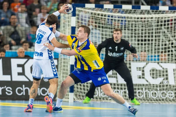 Ligue des champions masculins de l'EHF 2016-17, phase Groupe (B). HC Zagreb PPD VS HC Zagreb PPD VS HC Celje Pivovarna Lasko Images De Stock Libres De Droits