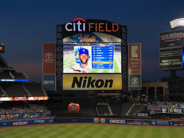 Nova Iorque Setembro Placar Jogo Noturno Citi Field Casa Beisebol — Fotografia de Stock