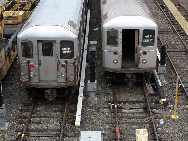 Nova Iorque Setembro Trens Metrô Número Alinhados Corona Yard Perto — Fotografia de Stock