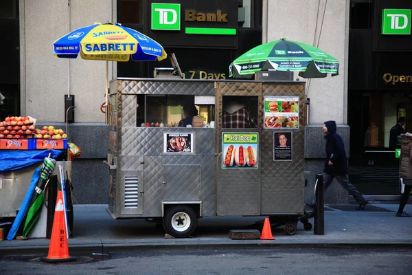 New York Mars Stand Nourriture Dans Une Rue Manhattan Mars — Photo