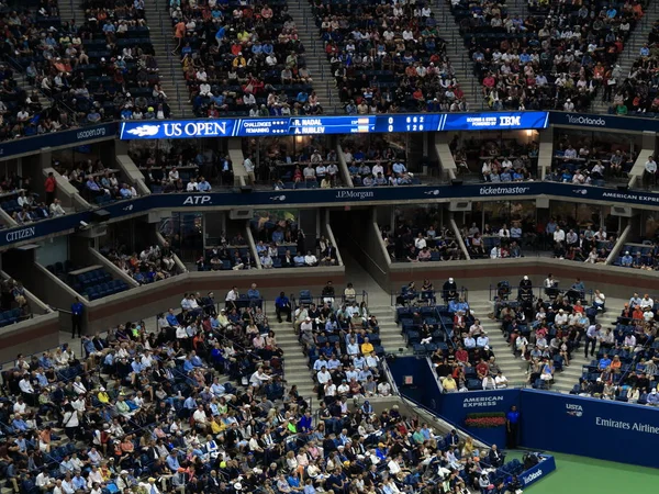 New York September Crowded Arthur Ashe Stadium Closed Roof 2017 — Stock Photo, Image