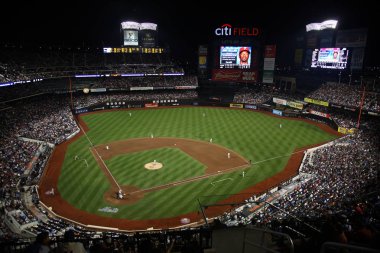 NEW YORK - JULY 15: Night game at Citi Field on July 15, 2011 in New York. The stadium opened in Queens in 2009. clipart