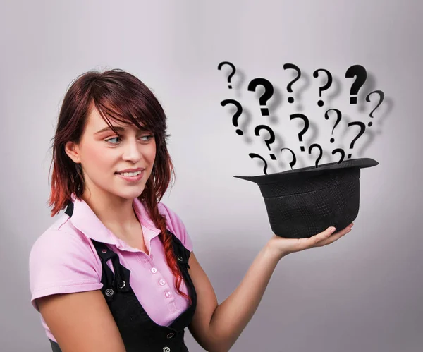 Young woman looking for ideas and solutions Stock Image