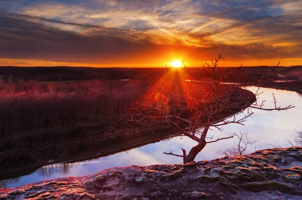 Osage River in the Ozarks at Sunset