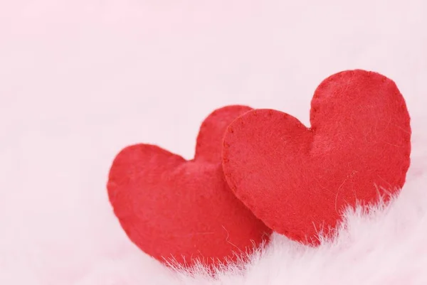 Couple of hearts on  feather background — Stock Photo, Image