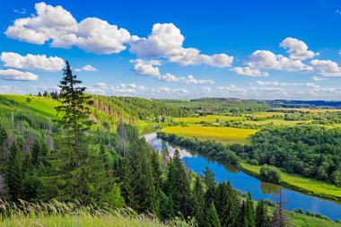river and forest landscape clipart
