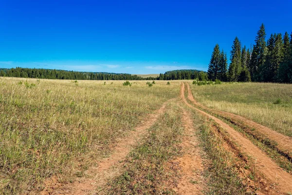 Estrada de terra no campo — Fotografia de Stock