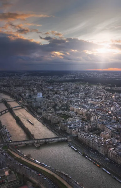 Paris and River Seine at sunset — Stock Photo, Image