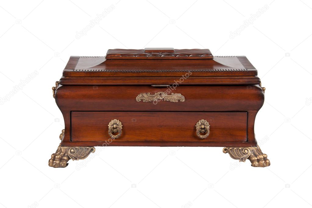 The closed casket on a white background