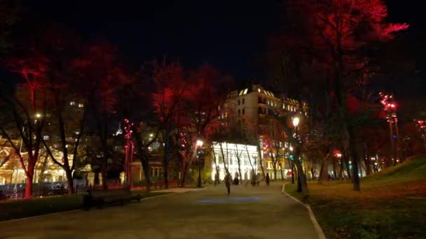 Gogolevsky Boulevard en Moscú por la noche — Vídeo de stock