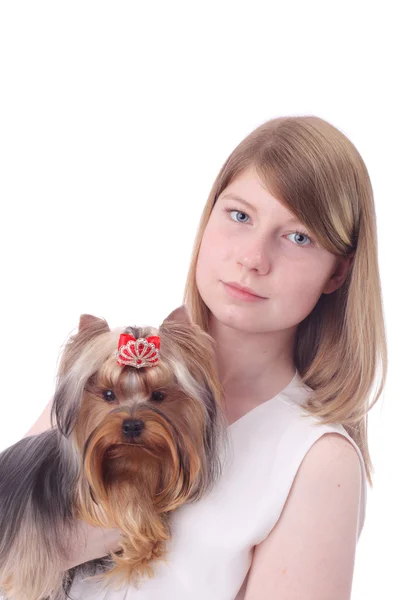 Meisje en hond — Stockfoto