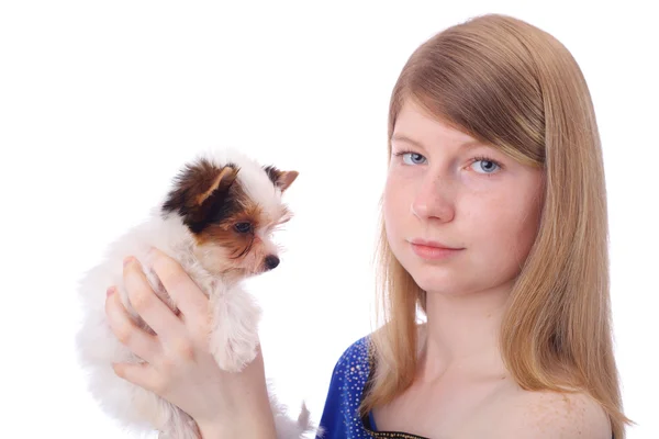 Menina e cachorro — Fotografia de Stock