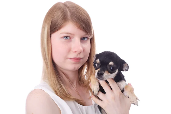 Menina e cão — Fotografia de Stock
