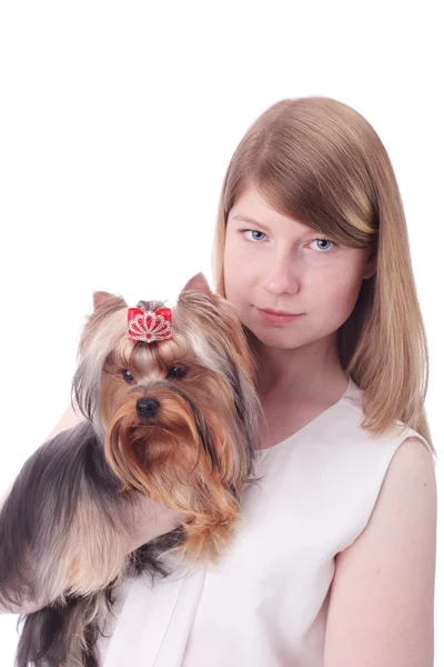 Menina e cão — Fotografia de Stock