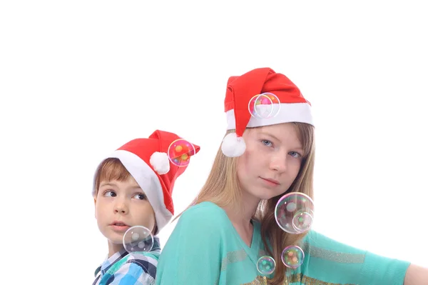 Kinderen en zeepbellen — Stockfoto