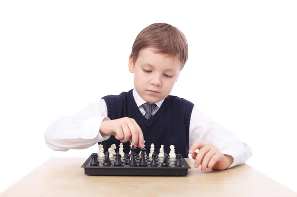 Boy playing chess — Stock Photo, Image