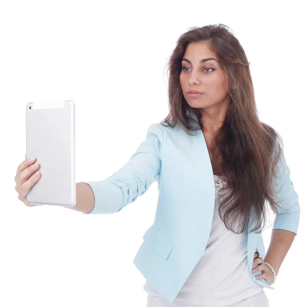 Flicka gör selfie — Stockfoto