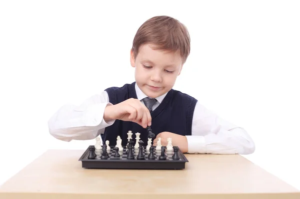 Boy playing chess — Stock Photo, Image