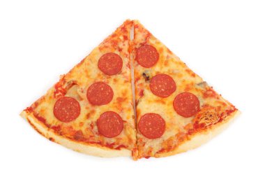 dilim pizza üzerinde beyaz izole