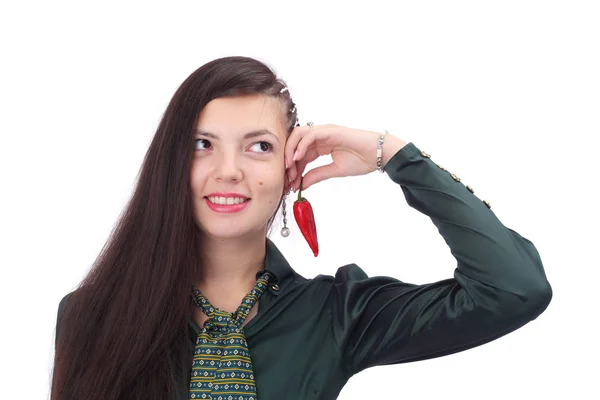 Mädchen und Pfeffer — Stockfoto