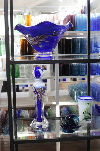 Blauwe Vazen Van Glas — Stockfoto