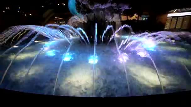 Brunnen Und Led Licht Park Bei Nacht — Stockvideo