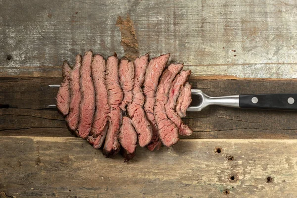 Plátek Steaku Dřevě — Stock fotografie