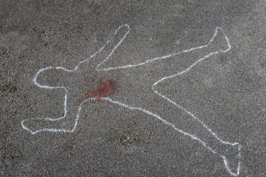 outline of a body on asphalt clipart