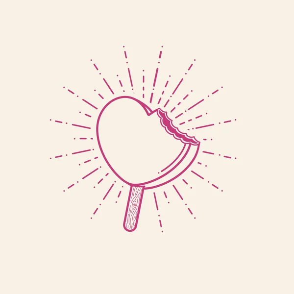 Helado de corazón dulce — Vector de stock