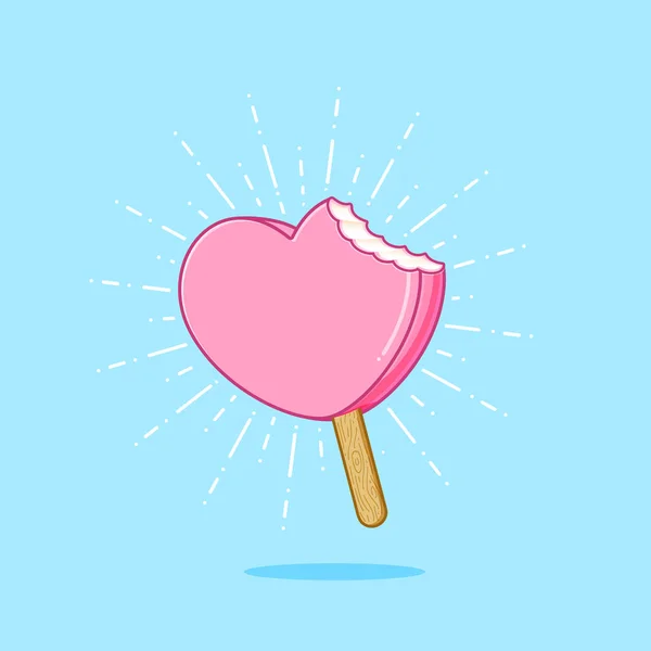 Helado de corazón dulce — Vector de stock