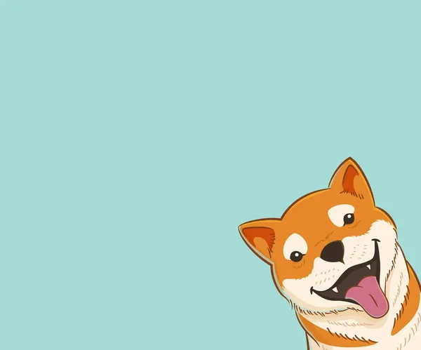 Cute Shiba Inu Dog Illustration Copy Space - Stok Vektor