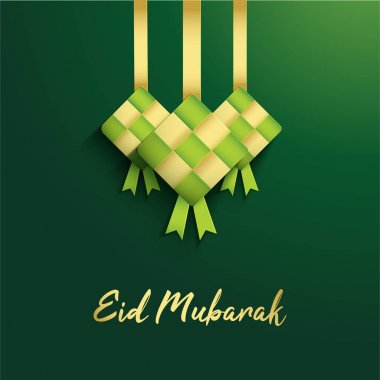 Ramadan greeting design with ketupat clipart