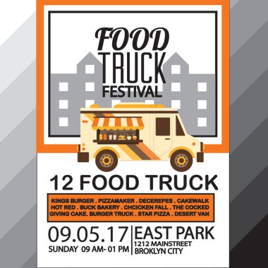  Foodtruck Festivali Poster turuncu ve beyaz