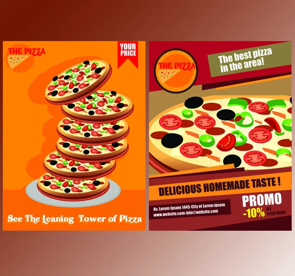 Dwa plakat tło promo pizza jedzenie — Wektor stockowy