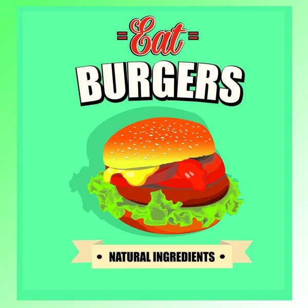 Äta hamburgare mat affisch vektor — Stock vektor