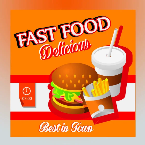 Fast food cartaz delicioso — Vetor de Stock