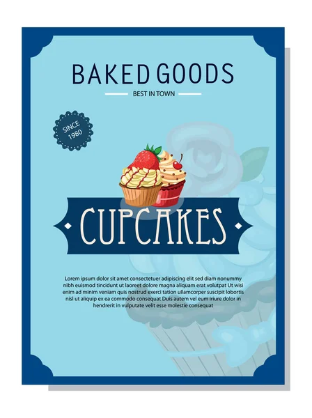 Cartaz melhor cupcake sweetblue — Vetor de Stock