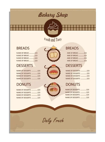 Design for bakery menu — Stock Vector