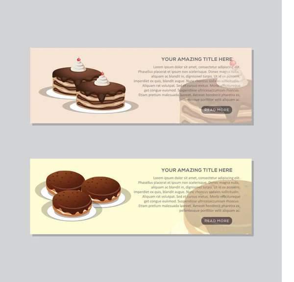 Delicioso pancarta de pastel o encabezado del sitio web . — Vector de stock