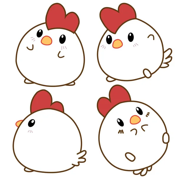 Chicken Chibi Illustration für Hahn Jahresgruß-Element — Stockvektor