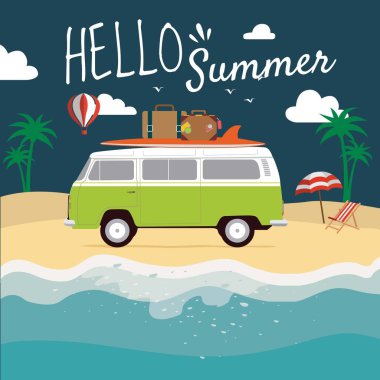 Yaz tatil için plaj öğesi ile düz Van.