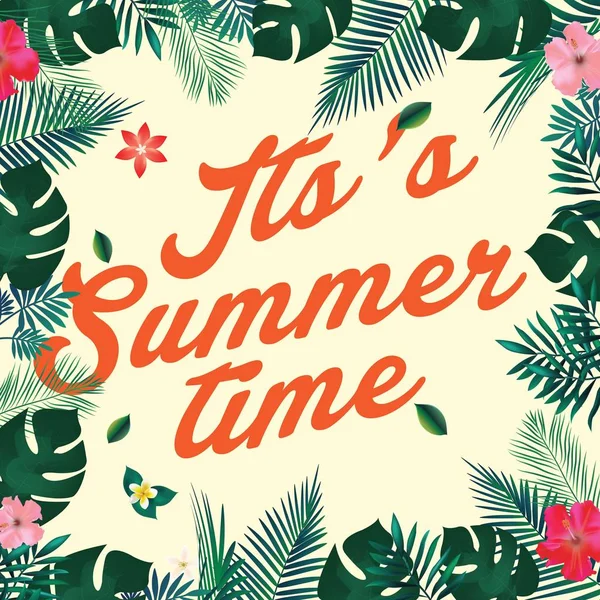 Modèle tropical avec typographie d'été pour les vacances d'été — Image vectorielle