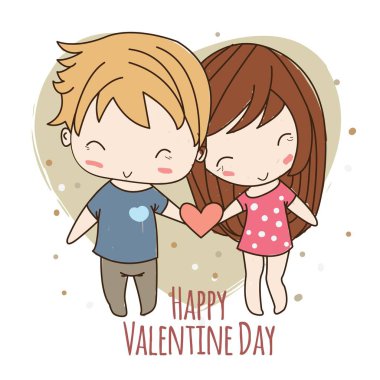 Couple Pose chibi for element valentine card clipart