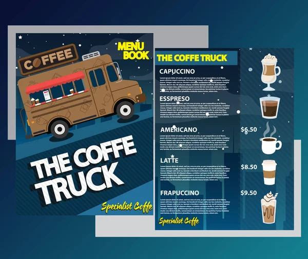 Modelos de menu para caminhão coffe — Vetor de Stock