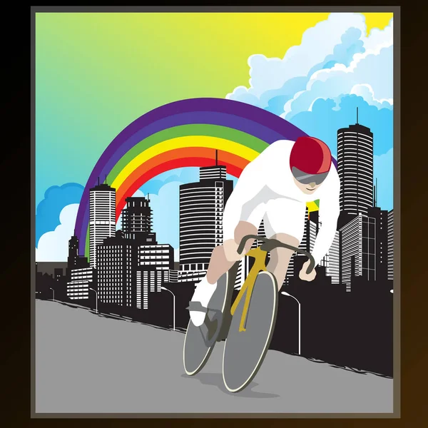 Speed Bike Sport volgens de City Sky Template ontwerp Vectorbeelden