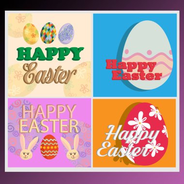 Mutlu Paskalya kartı arka plan paketi şablon tasarımı