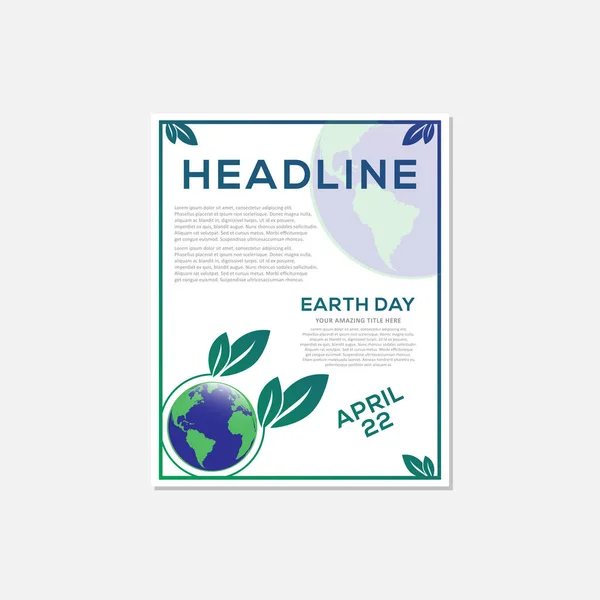 Tag der Erde Poster, Vorlage oder Hintergrund — Stockvektor