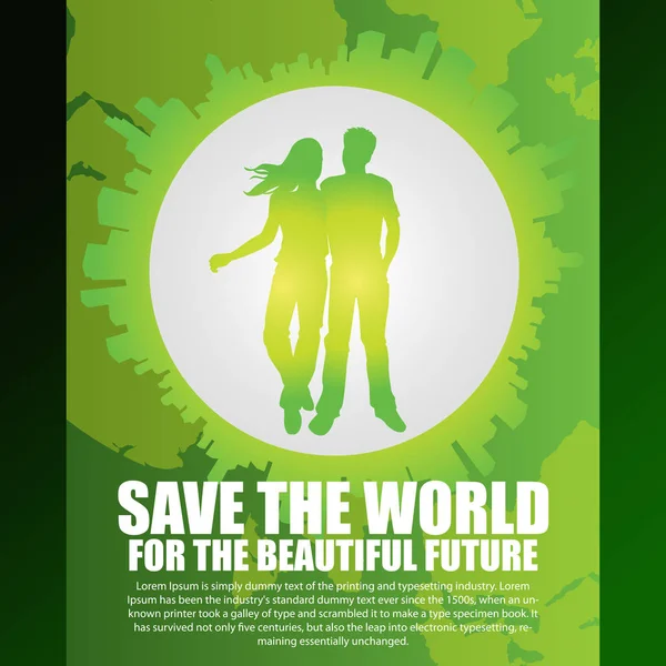 美しい未来のポスターの世界を救う — ストックベクタ