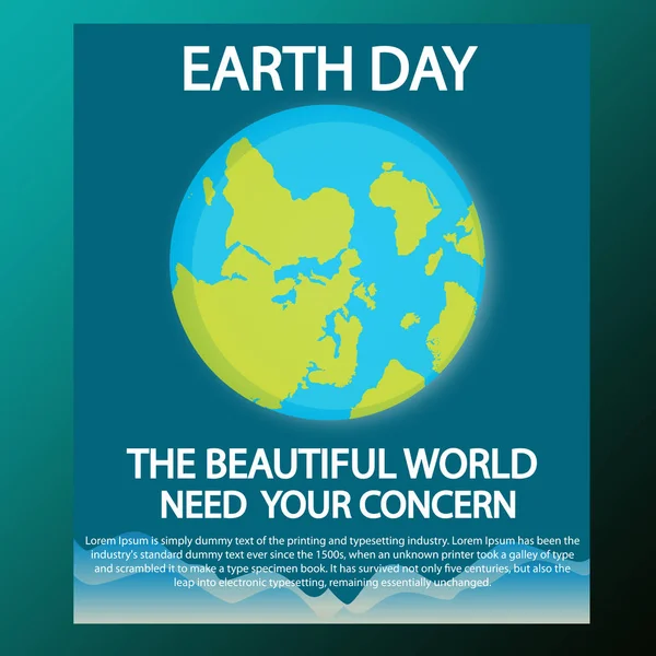 Die Welt braucht ein Konzept für den Tag der Erde mit schönem farbigem Hintergrund — Stockvektor